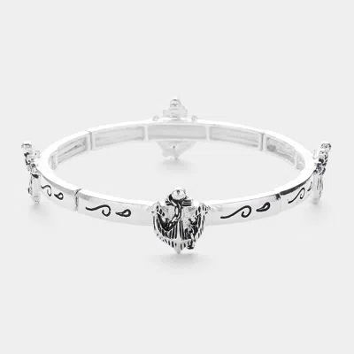Fashnzfab Anchor Stretch Bracelet Antique Silver In Multi