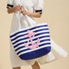Fashnzfab Anchor Striped Tote Bag In Blue