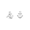 Fashnzfab Anchor Stud Earrings In Silver