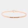Fashnzfab Angel Blessing Message Thin Brass Metal Hook Bracelet Rose Gold In Multi