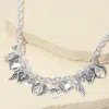 Fashnzfab Angel Wing Heart Stone Charm Chain Necklace In Metallic