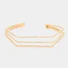 Fashnzfab Angled Split Metal Cuff Bracelet Gold In Gold