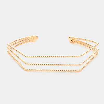 Fashnzfab Angled Split Metal Cuff Bracelet Gold