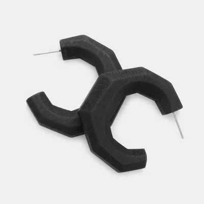 Fashnzfab Angled Wood Hoop Earrings - Jet Black