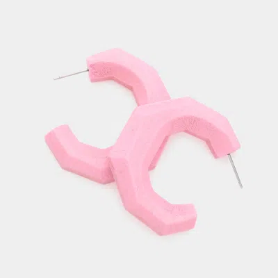 Fashnzfab Angled Wood Hoop Earrings In Pink