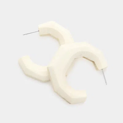 Fashnzfab Angled Wood Hoop Earrings In White