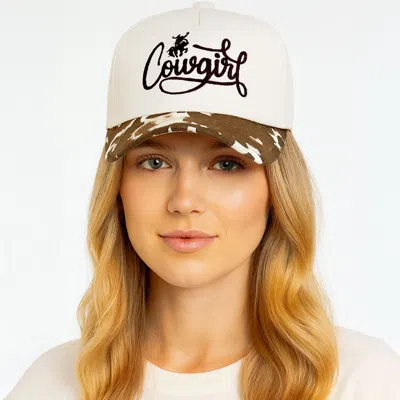 Fashnzfab Animal Pattern Brim Cowgirl Message Embroidered Five Panel Canvas Baseball Cap In Black