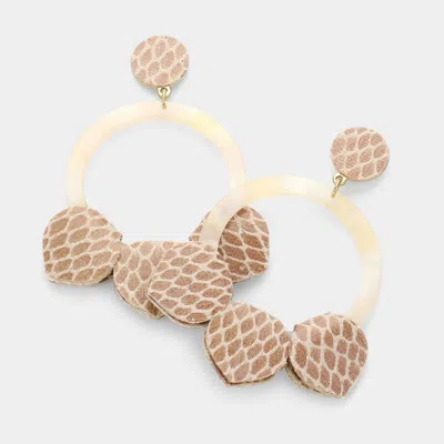 Fashnzfab Animal Pattern Celluloid Acetate Earrings - Tan In Gold