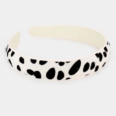Fashnzfab Animal Pattern Genuine Leather Headband In Black