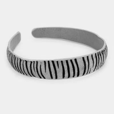 Fashnzfab Animal Pattern Genuine Leather Headband In Gray
