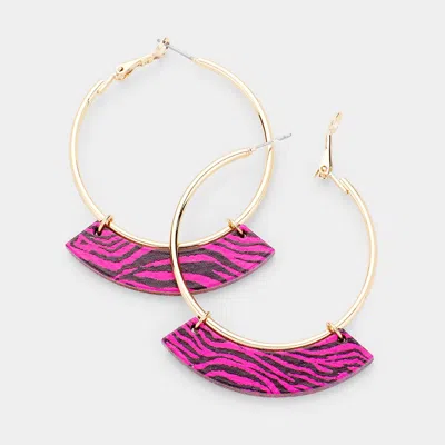 Fashnzfab Animal Pattern Print Wood Metal Dangle Earrings In Multi