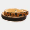 Fashnzfab Animal Patterned Calf Magnetic Wrap Bracelet Dark Brown In Brown