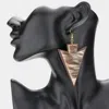 Fashnzfab Animal Patterned Genuine Fur Calf Arrow Dangle Earrings In Brown