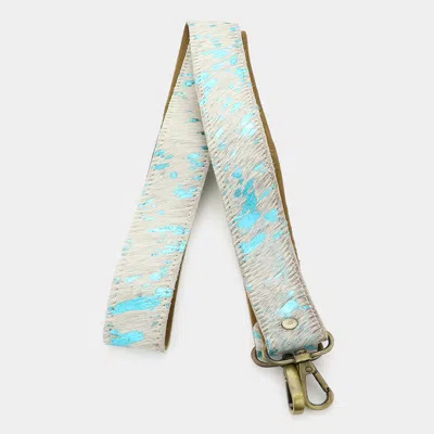Fashnzfab Animal Patterned Genuine Fur Calf Bag Strap In Blue