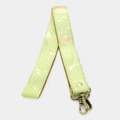 Fashnzfab Animal Patterned Genuine Fur Calf Bag Strap In Green