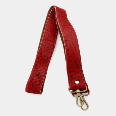 Fashnzfab Animal Patterned Genuine Fur Calf Bag Strap In Red