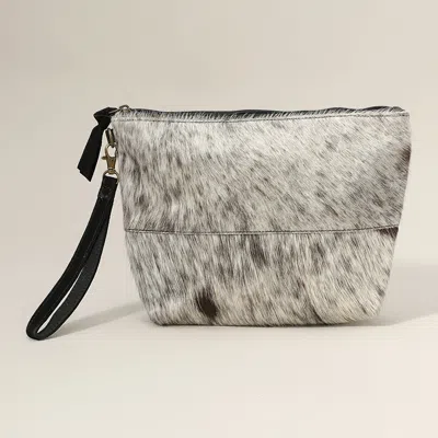 Fashnzfab Animal Patterned Genuine Leather Clutch Bag In Black
