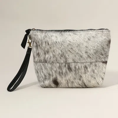 Fashnzfab Animal Patterned Genuine Leather Clutch Bag In Black