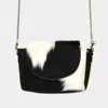Fashnzfab Animal Patterned Genuine Leather Crossbody Bag In Black