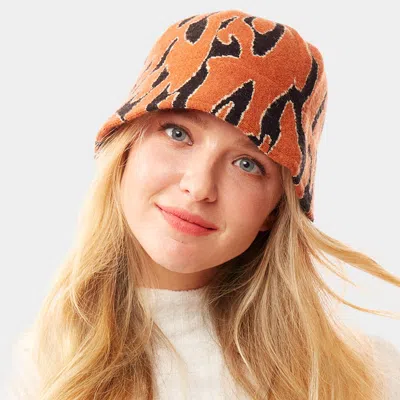 Fashnzfab Animal Patterned Soft Fabric Bucket Hat In Orange