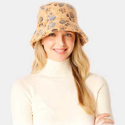 Fashnzfab Animal Paw Faux Fur Bucket Hat In Sand