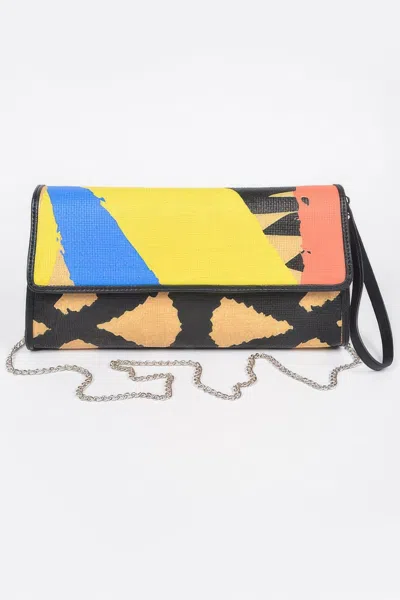Fashnzfab Animal Print Clutch With Color Palette In Multi