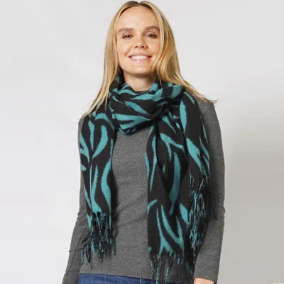 Fashnzfab Animal Print Fringe Soft Scarf In Green