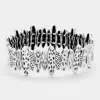 Fashnzfab Animal Print Metal Bar Stretch Bracelet Silver Burnished In Multi