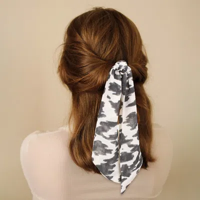 Fashnzfab Animal Print Satin Pony Hairband In White