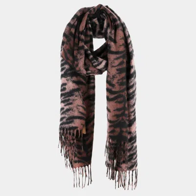Fashnzfab Animal Print Tassel Oblong Scarf In Green