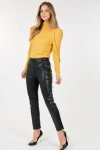 Fashnzfab Animal Skin Vinyl Ankle Pants In Black