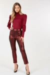 Fashnzfab Animal Skin Vinyl Ankle Pants In White