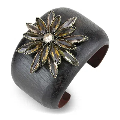 Fashnzfab Antique Copper Brass Bangle With Synthetic Synthetic Stone In Champagne In Pattern