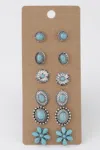 Fashnzfab Antique Flower Stud Earrings Set In Pattern