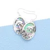 Fashnzfab Antique Metal Abalone Dolphin Oval Dangle Earrings - Abalone, Antique Silver In Multi