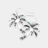 Fashnzfab Antique Metal Abalone Palm Tree Dangle Earrings In Multi