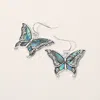 Fashnzfab Antique Metal Abalone Pointed Butterfly Dangle Earrings In Multi