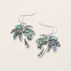 Fashnzfab Antique Metal Abalone Pointed Palm Tree Dangle Earrings - Abalone, Antique Silver In Gold