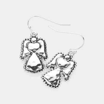Fashnzfab Antique Metal Angel Dangle Earrings In Metallic