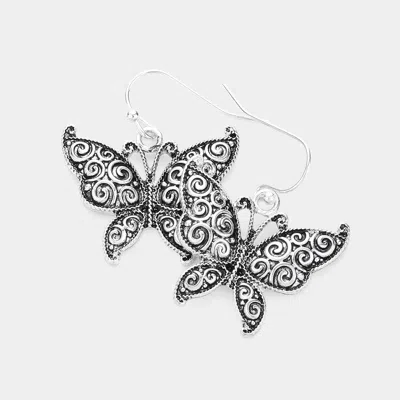Fashnzfab Antique Metal Butterfly Dangle Earrings In Multi