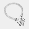 Fashnzfab Antique Metal Butterfly Heart Charm Stretch Bracelet Antique Silver In Multi