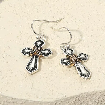 Fashnzfab Antique Metal Cross Dangle Earrings In Multi