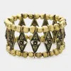 Fashnzfab Antique Metal Evil Eye Stretch Bracelet Gold Burnished In Multi