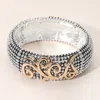 Fashnzfab Antique Metal Filigree Detail Pointed Stretch Bracelet Two Tone In Multi