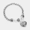Fashnzfab Antique Metal Heart Charm Bracelet Antique Silver In Multi