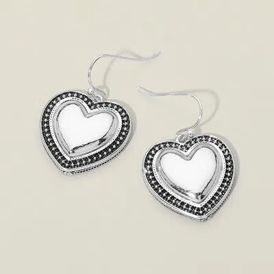 Fashnzfab Antique Metal Heart Charm Drop Dangle Earrings In Metallic