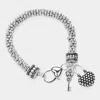 Fashnzfab Antique Metal Heart Key Lock Charm Bracelet In Silver