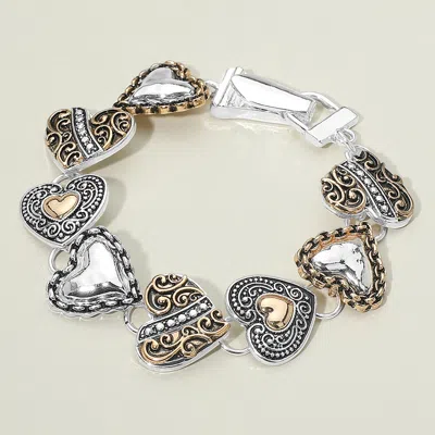 Fashnzfab Antique Metal Heart Link Magnetic Bracelet In Metallic