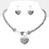 Fashnzfab Antique Metal Heart Pendant Necklace In Metallic