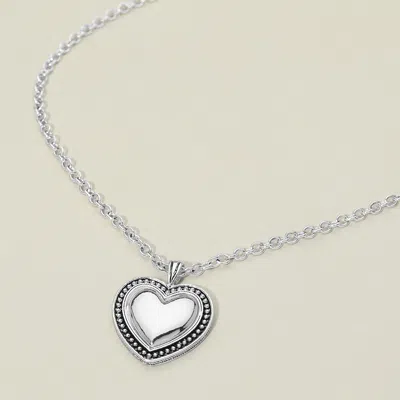 Fashnzfab Antique Metal Heart Pendant Necklace In Metallic